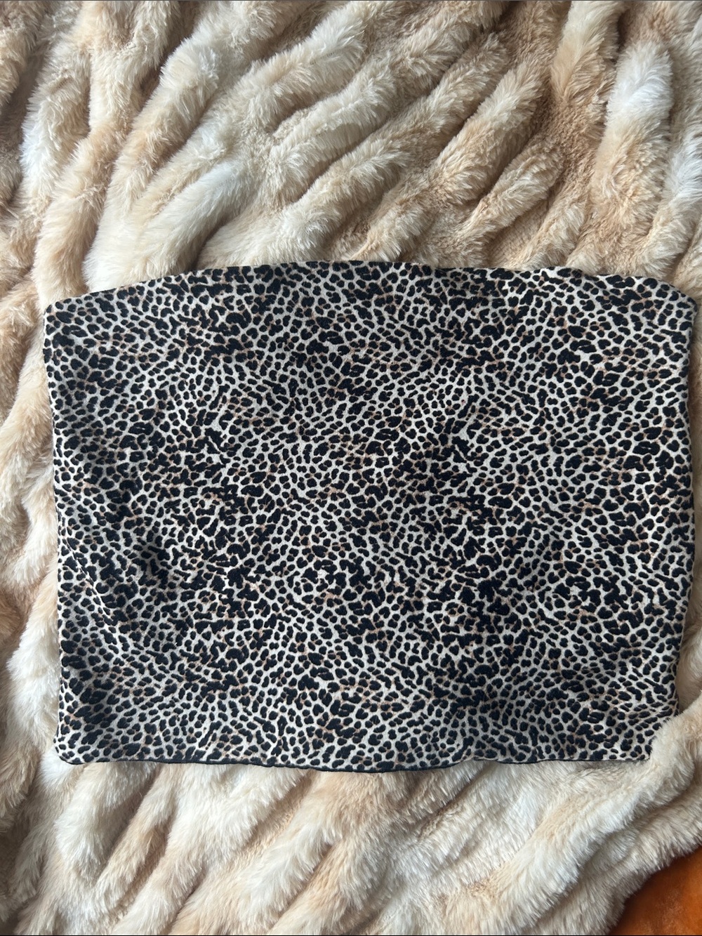 stradivarius Leopard Print Tube Top Beige and Black